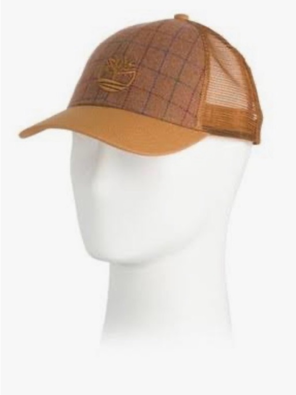 Timberland Tan Plaid Mesh Baseball Cap